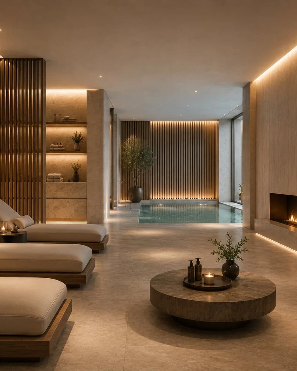 Luxury spa and wellness interior — serene architectural environment
