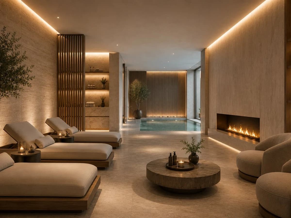 Wellness and spa interior — premium sensory environment